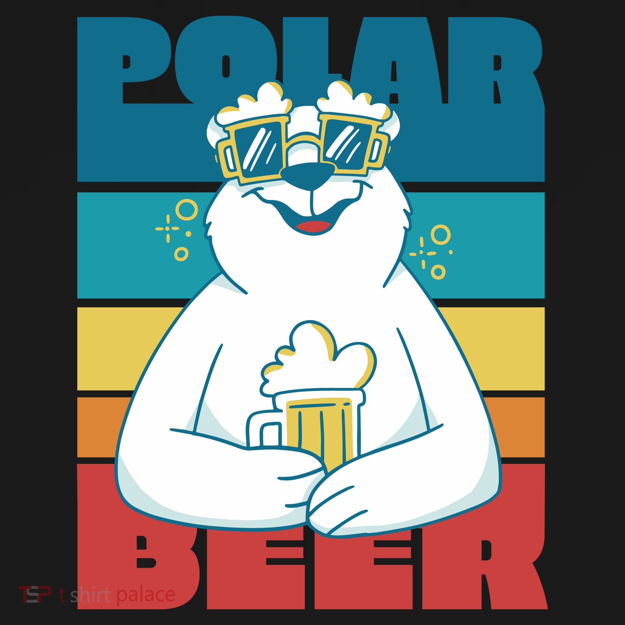 Polar Bear Funny Beer Lover Retro Sunset Visor