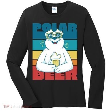 Polar Bear Funny Beer Lover Retro Sunset Women's Long Sleeve Shirt