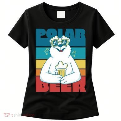 Polar Bear Funny Beer Lover Retro Sunset Women's T-Shirt