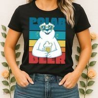 Polar Bear Funny Beer Lover Retro Sunset Women's T-Shirt thumb 2