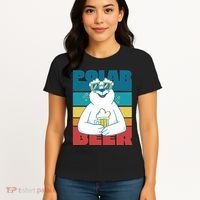 Polar Bear Funny Beer Lover Retro Sunset Women's T-Shirt thumb 4