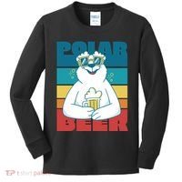 Polar Bear Funny Beer Lover Retro Sunset Kids Long Sleeve Shirt thumb 0