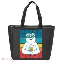 Polar Bear Funny Beer Lover Retro Sunset Tote Bag thumb 0