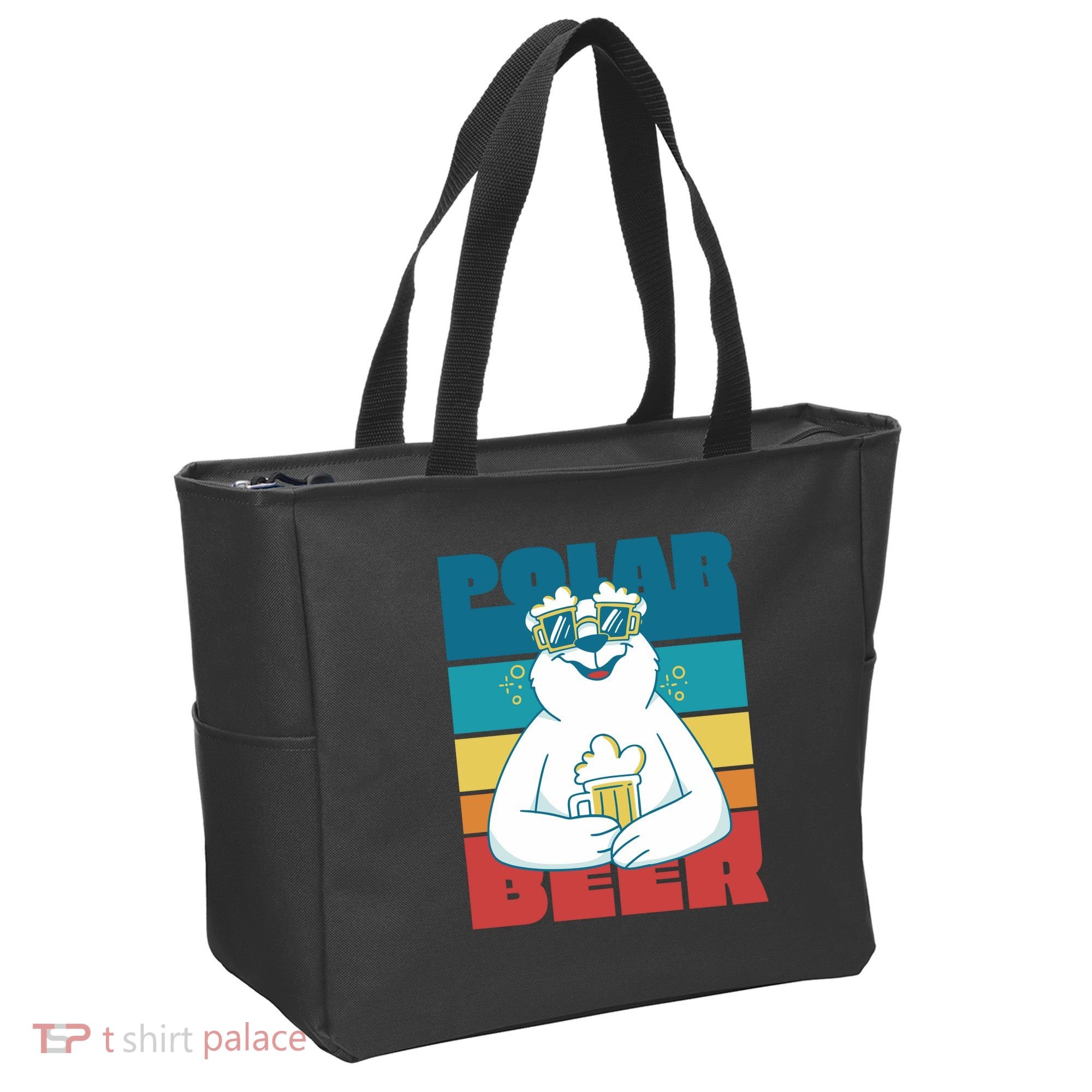 Polar Bear Funny Beer Lover Retro Sunset Tote Bag