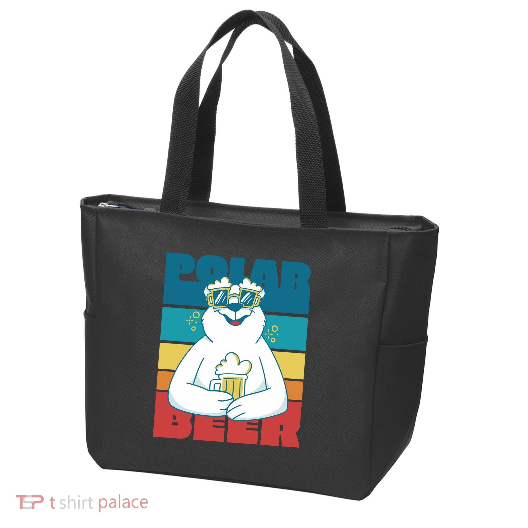 Polar Bear Funny Beer Lover Retro Sunset Tote Bag
