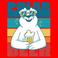 Polar Bear Funny Beer Lover Retro Sunset Santa Hat thumb 1