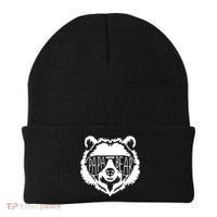 Papa Bear Face With Sunglasses Gift Beanie thumb 0