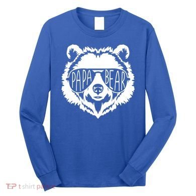 Papa Bear Face With Sunglasses Gift Long Sleeve Shirt