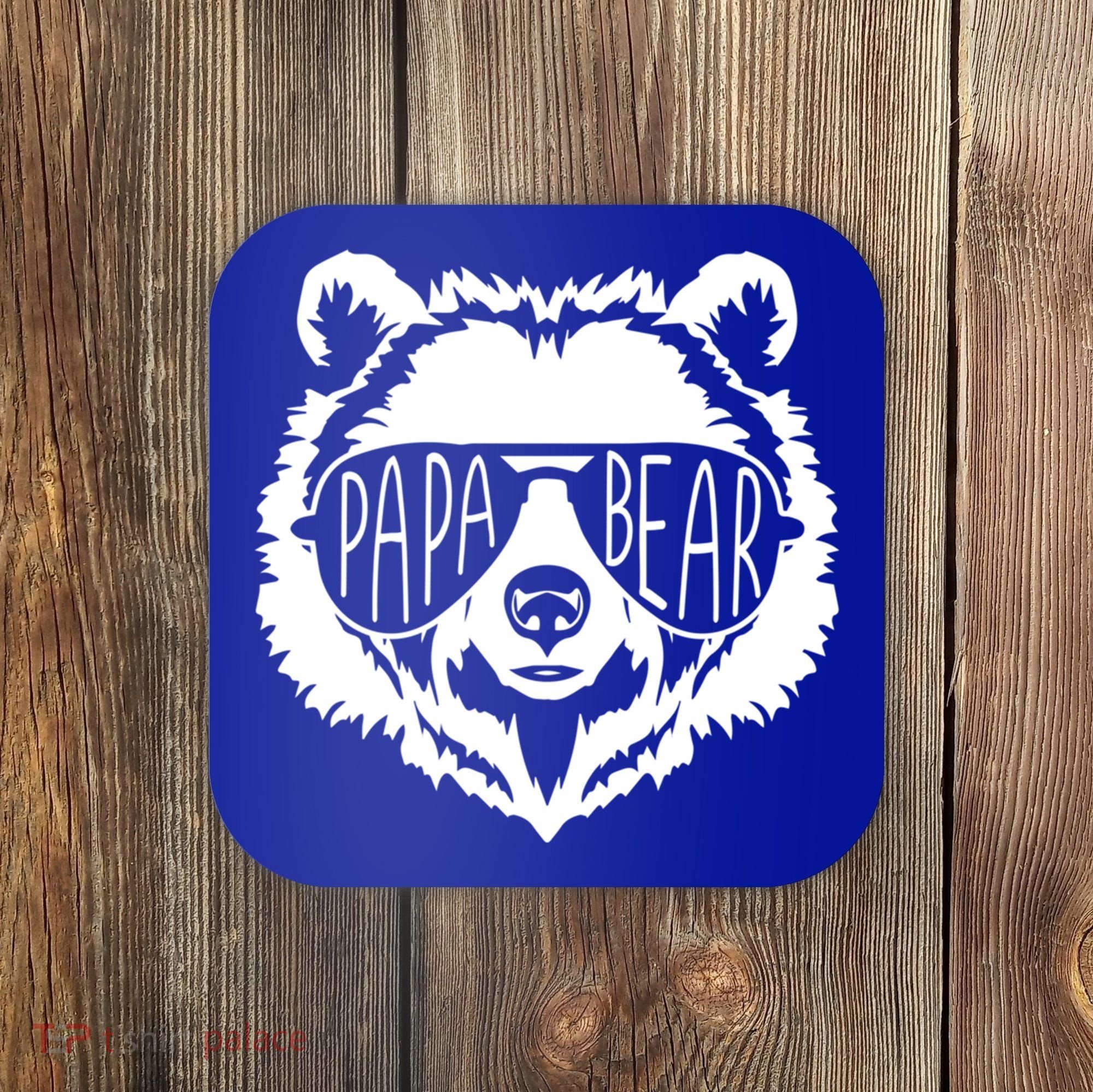 Papa Bear Face With Sunglasses Gift Coaster