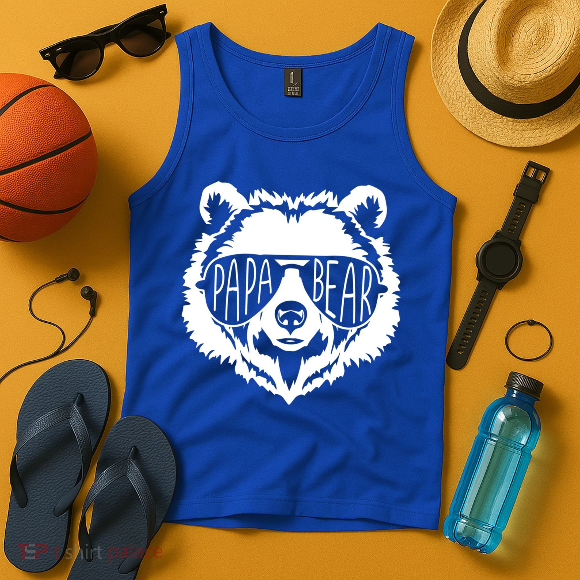 Papa Bear Face With Sunglasses Gift Tank Top