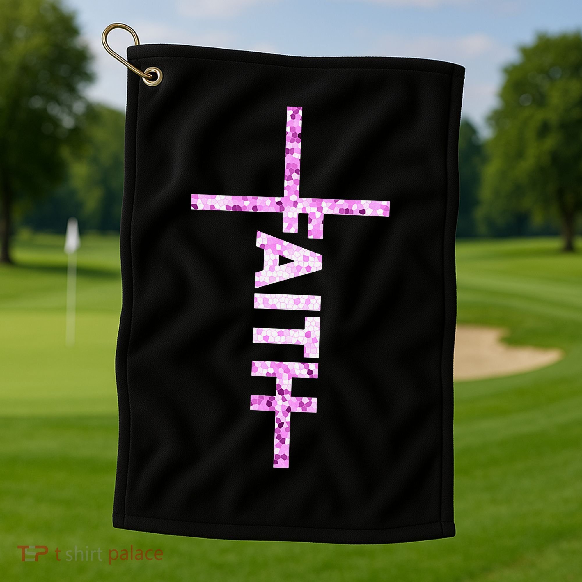 Powered By FAITH Saved By JESUS - Christian Golf Towel