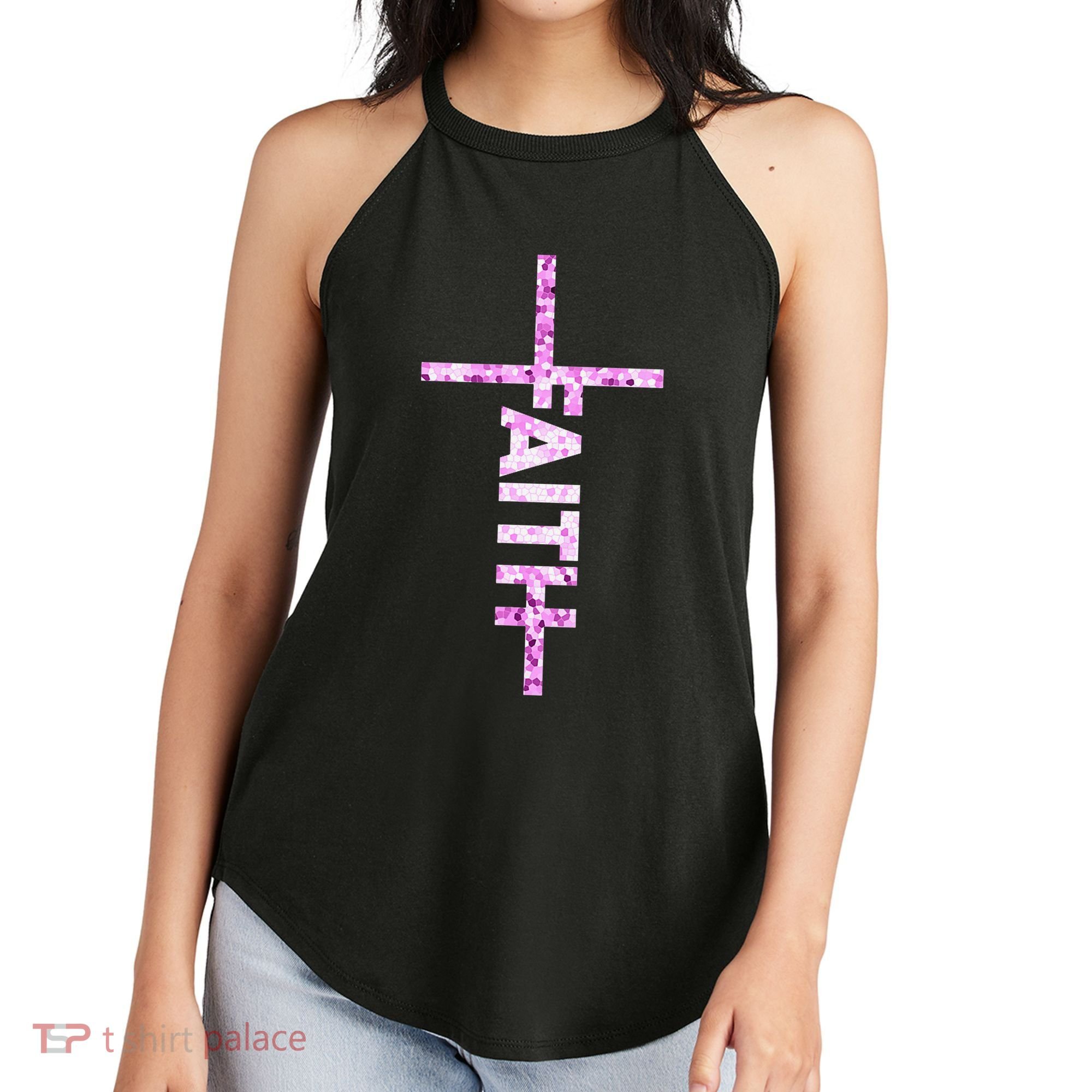 Powered By FAITH Saved By JESUS - Christian Women's Perfect Tri Rocker Tank