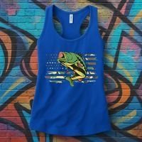 Patriotic Bass Fishing American Flag Fish Fisher Gift Women's Tank Top thumb 3