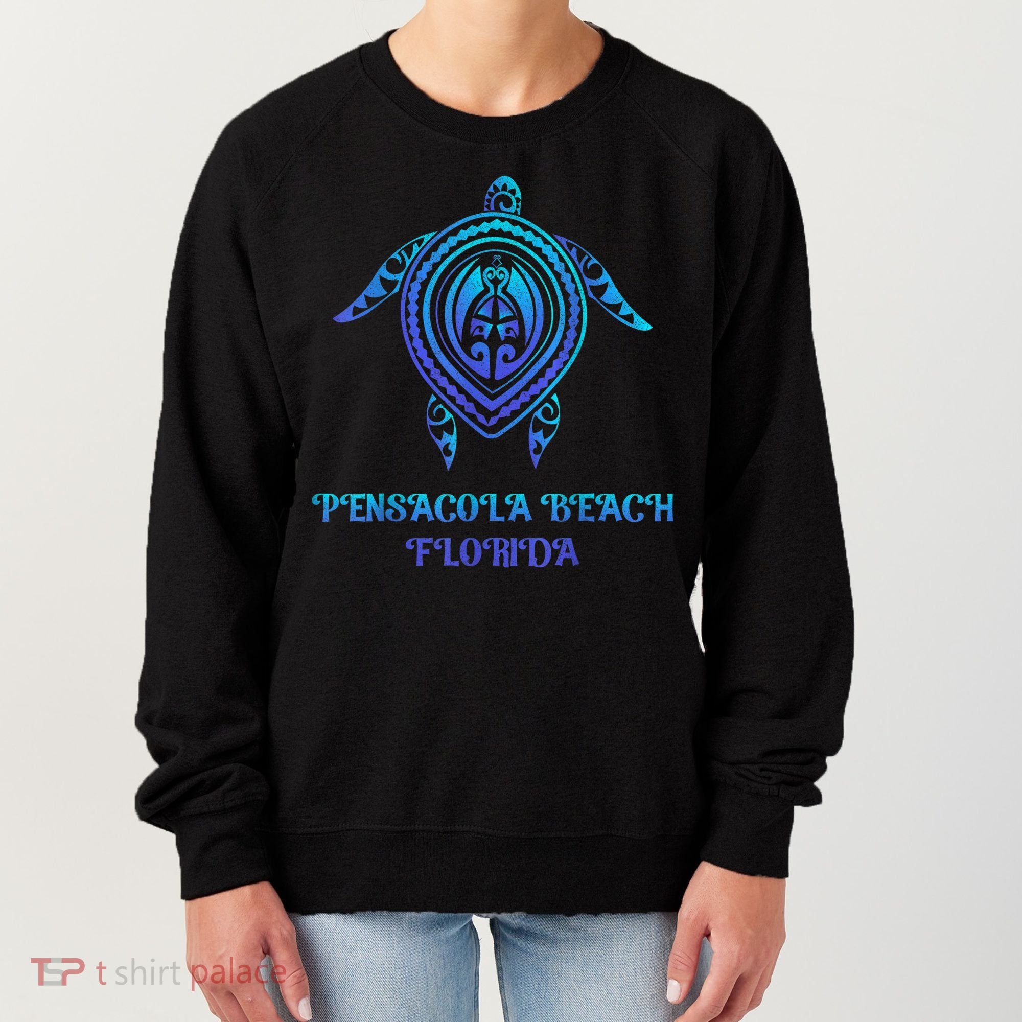 Pensacola Beach Florida Beach Souvenirs Sea Turtle Tribal Women's Sweatshirt