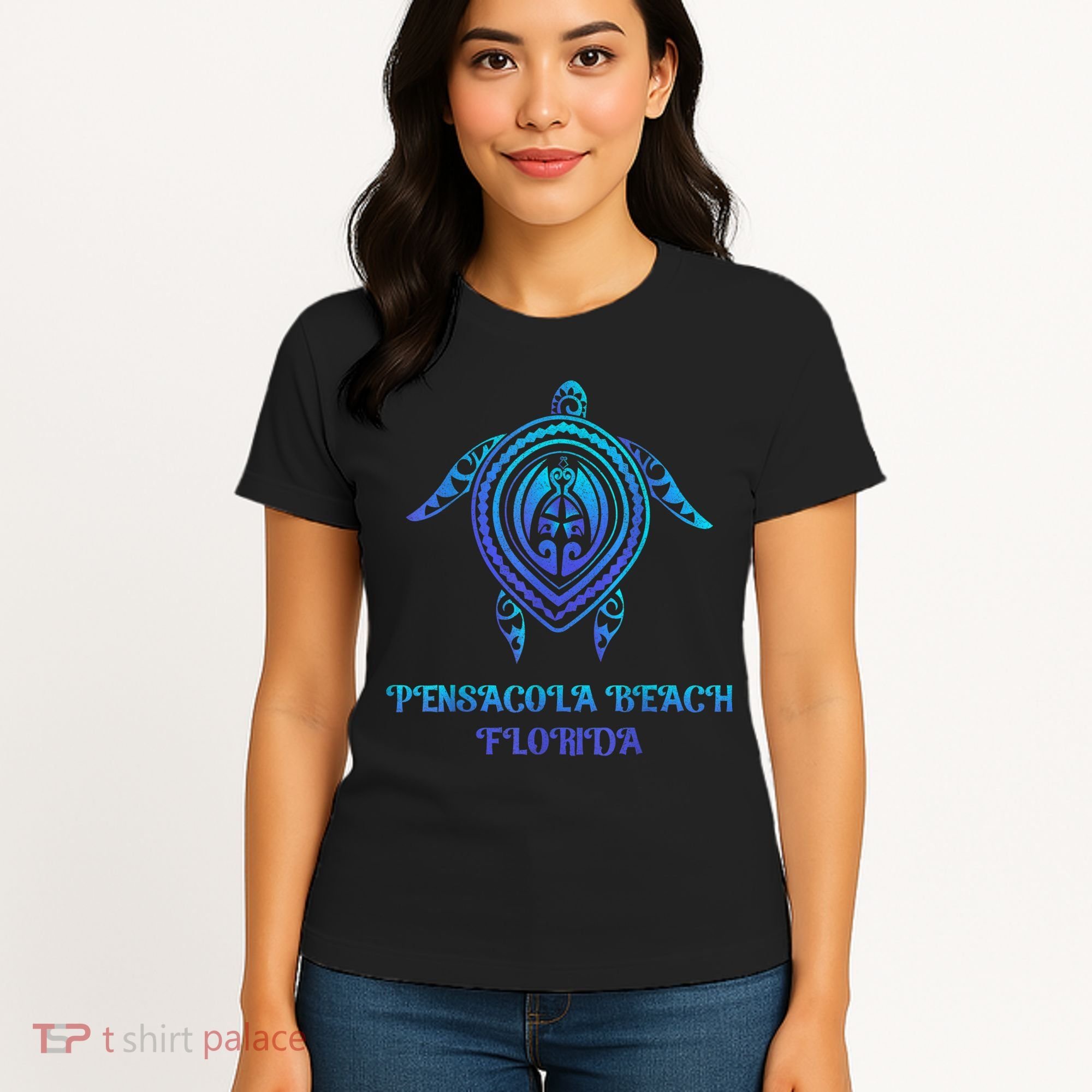 Pensacola Beach Florida Beach Souvenirs Sea Turtle Tribal Women's T-Shirt