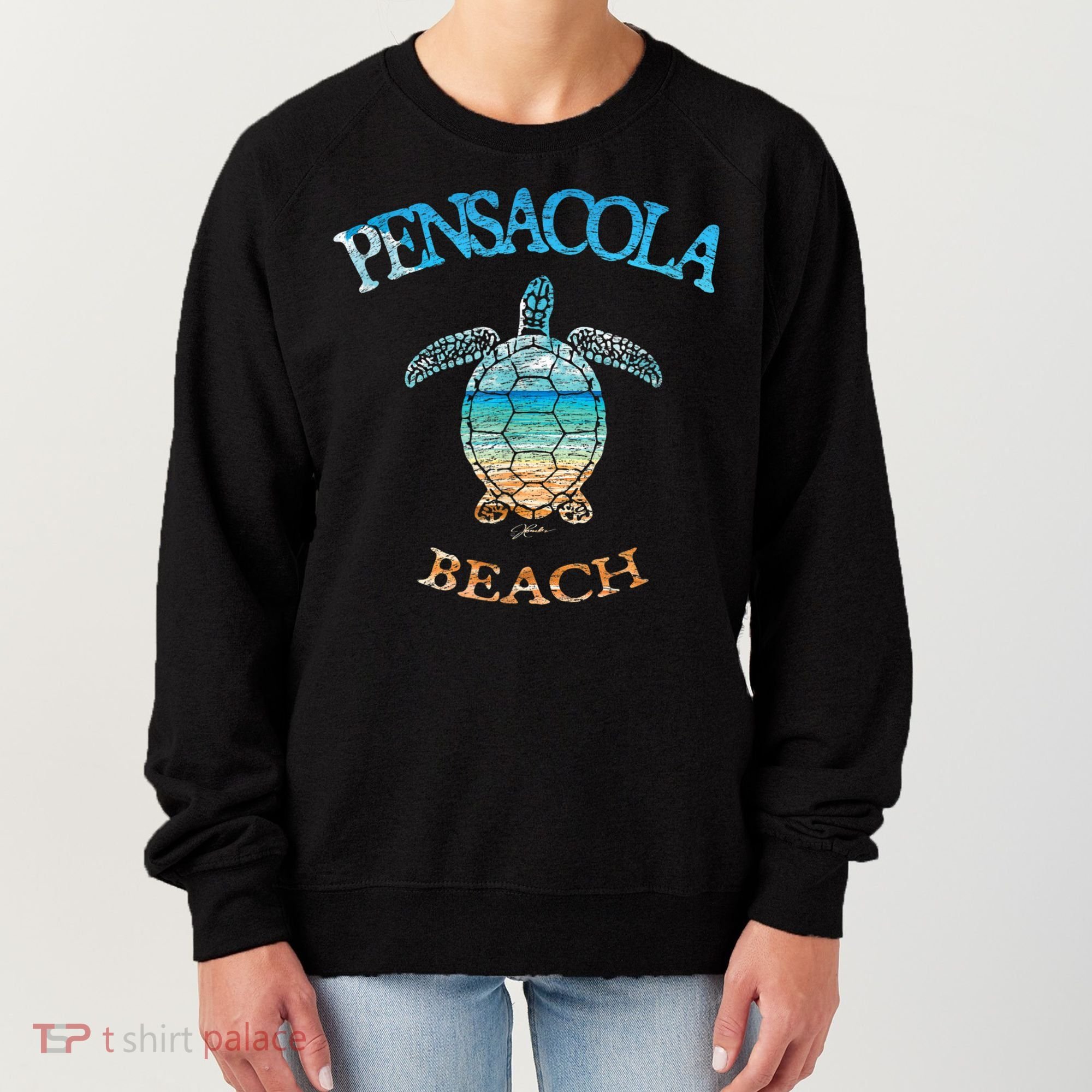 Pensacola Beach, FL, Sea Turtle Women's Sweatshirt