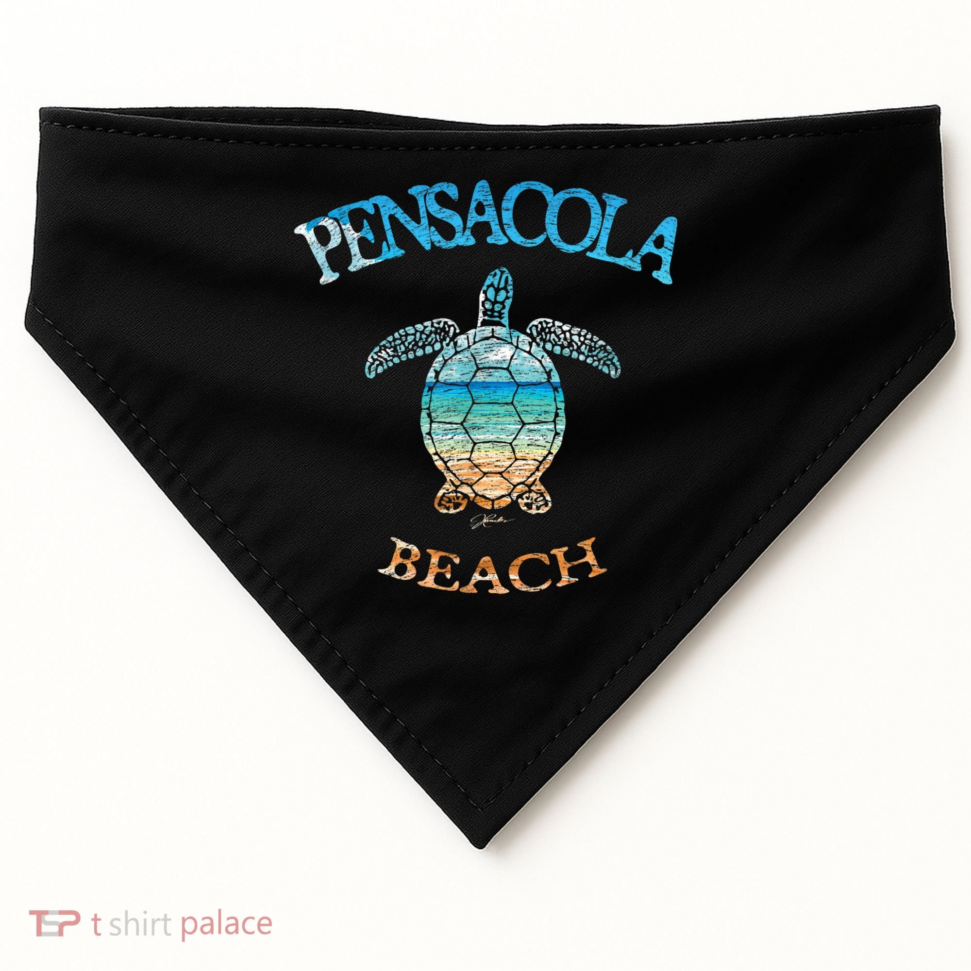 Pensacola Beach, FL, Sea Turtle USA-Made Doggie Bandana