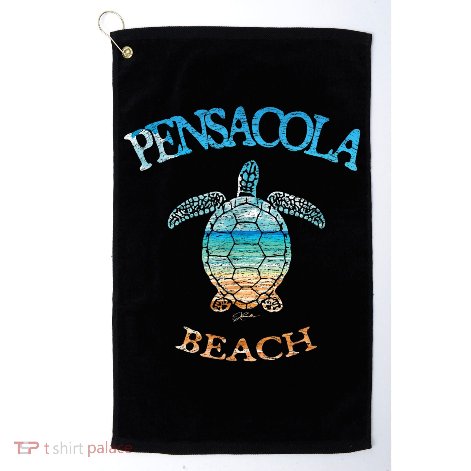 Pensacola Beach, FL, Sea Turtle Golf Towel