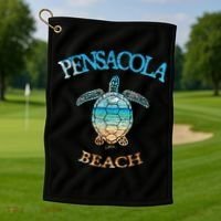 Pensacola Beach, FL, Sea Turtle Golf Towel thumb 1