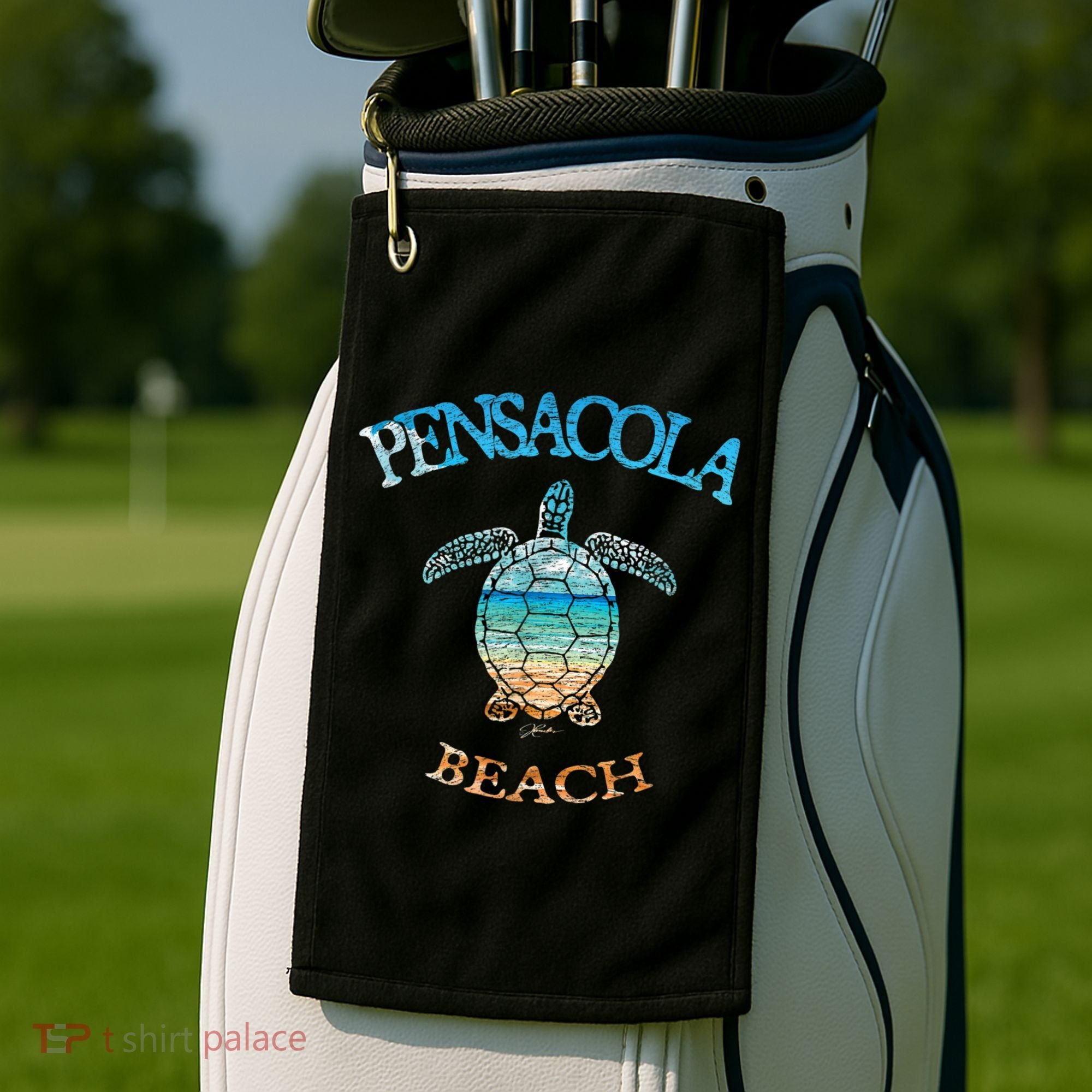 Pensacola Beach, FL, Sea Turtle Golf Towel