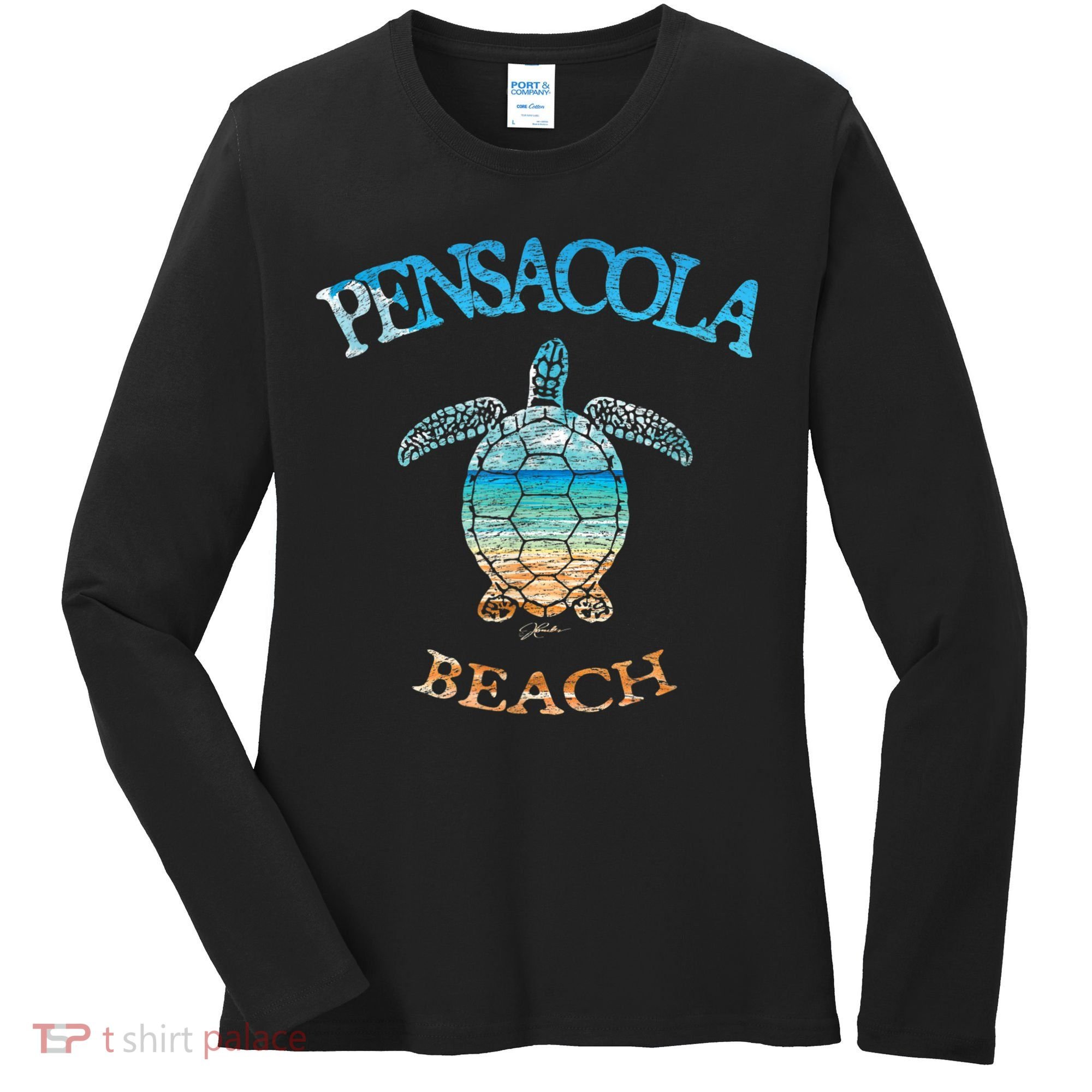 Pensacola Beach, FL, Sea Turtle Women's Long Sleeve Shirt