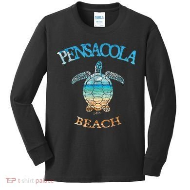 Pensacola Beach, FL, Sea Turtle Kids Long Sleeve Shirt