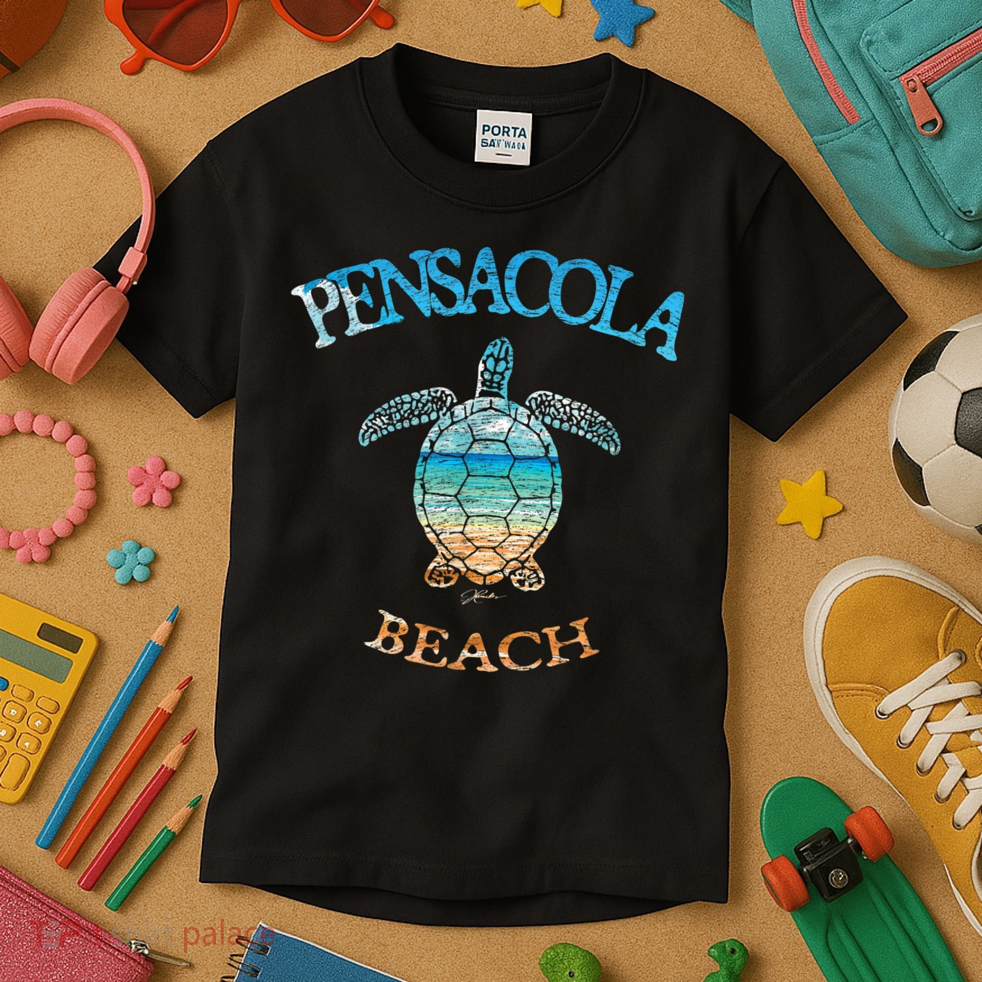 Pensacola Beach, FL, Sea Turtle Kids T-Shirt