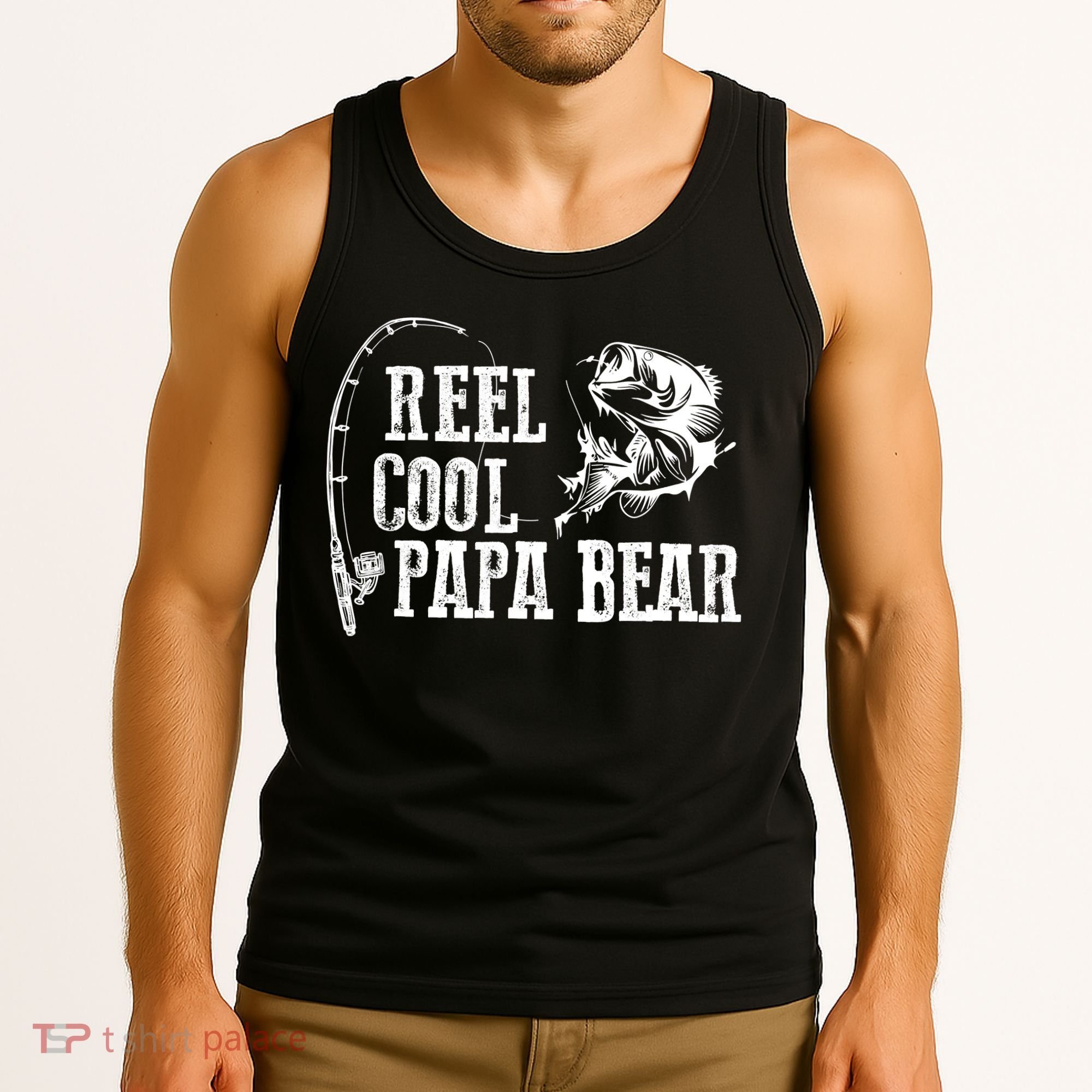 Papa Bear Fishing Reel Cool Papa Bear Tank Top