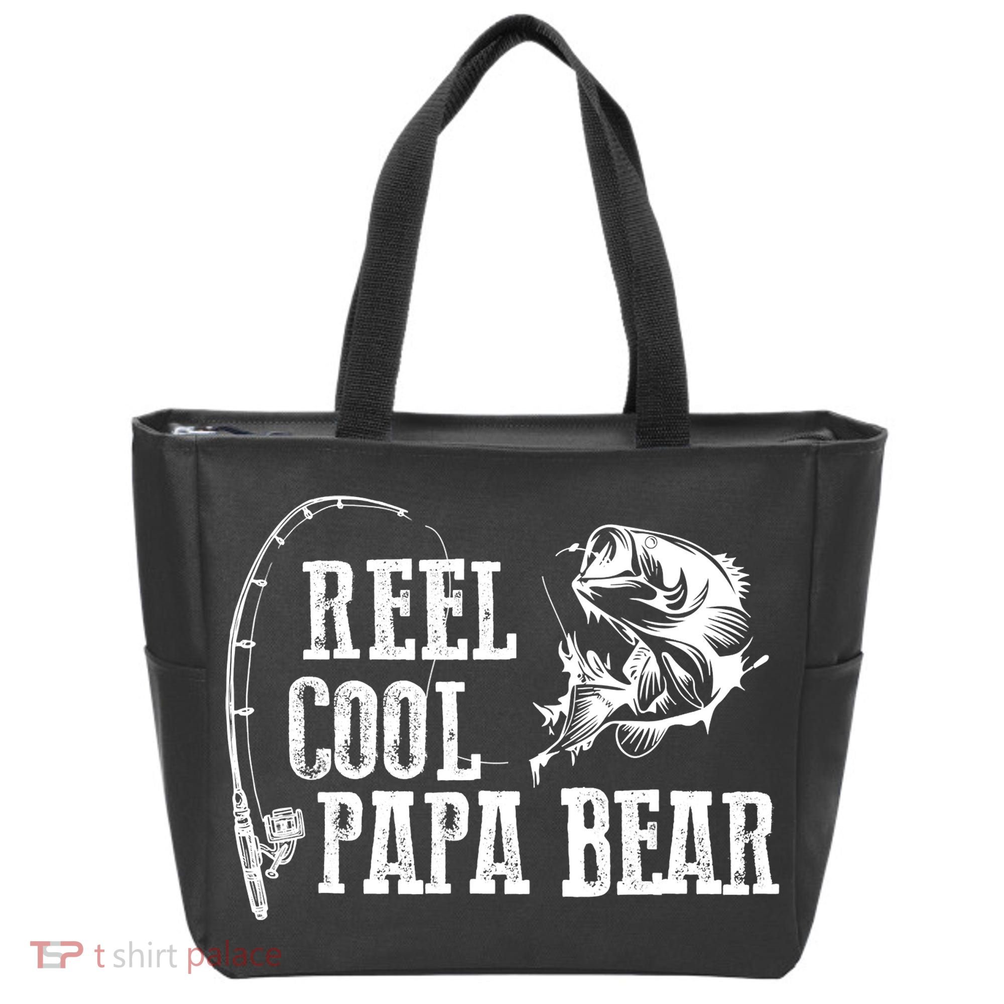 Papa Bear Fishing Reel Cool Papa Bear Tote Bag