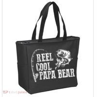 Papa Bear Fishing Reel Cool Papa Bear Tote Bag thumb 2