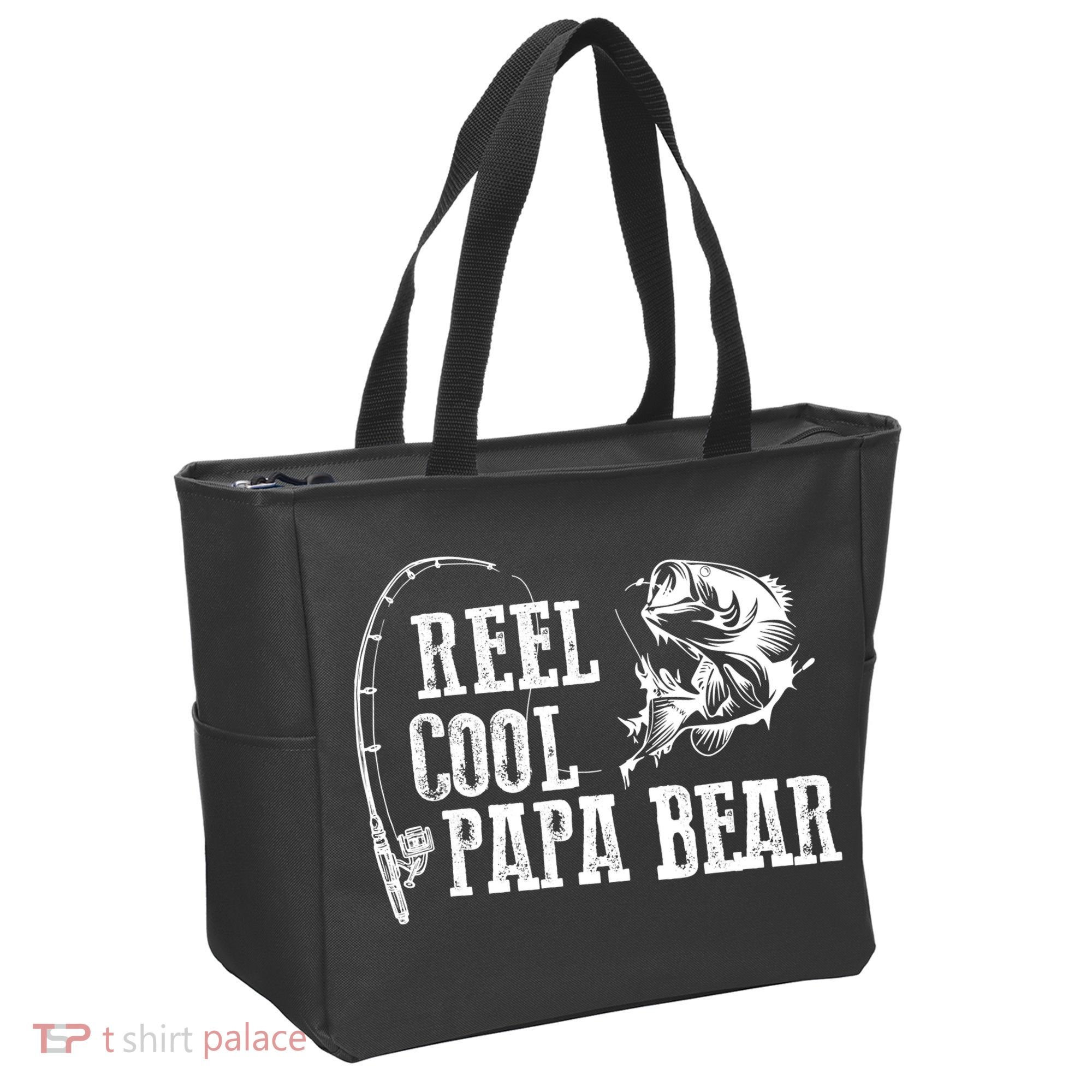 Papa Bear Fishing Reel Cool Papa Bear Tote Bag