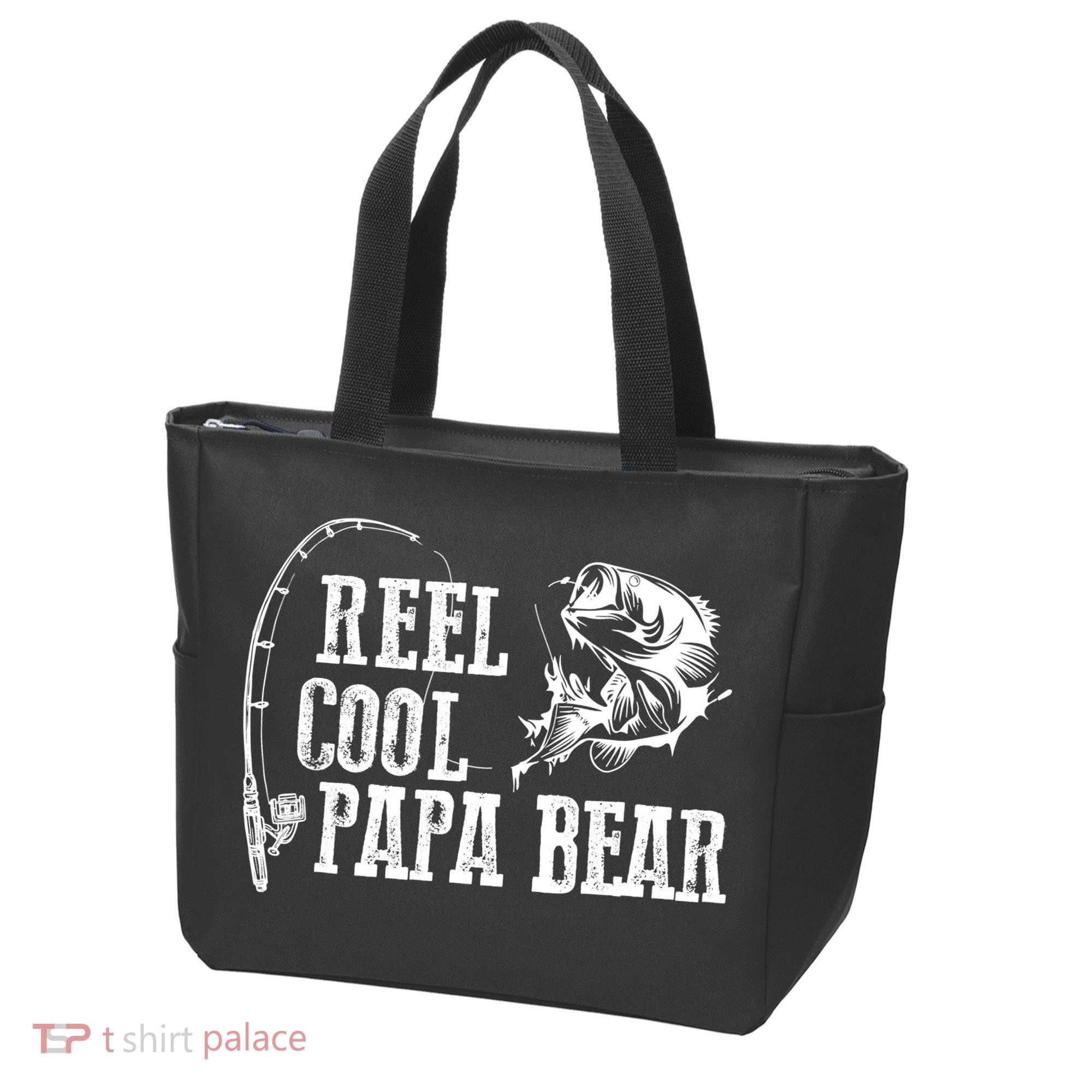 Papa Bear Fishing Reel Cool Papa Bear Tote Bag