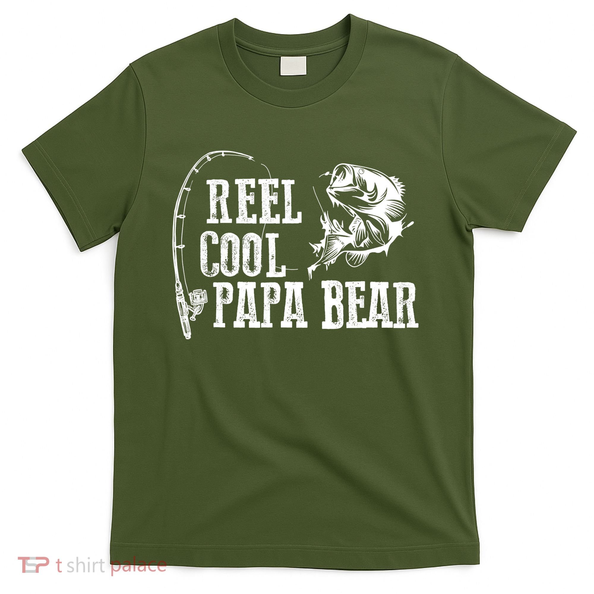 Papa Bear Fishing Reel Cool Papa Bear T-Shirt