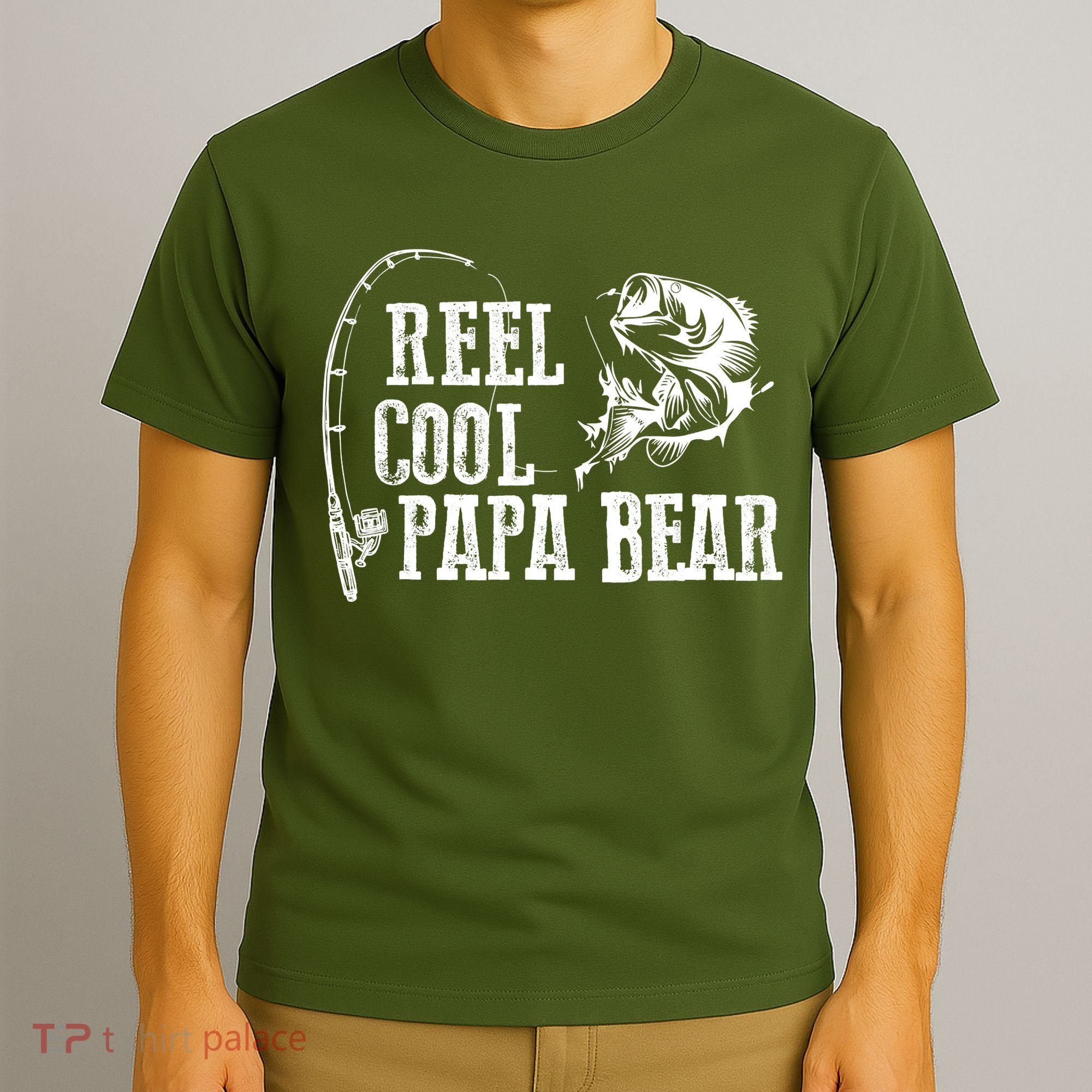 Papa Bear Fishing Reel Cool Papa Bear T-Shirt