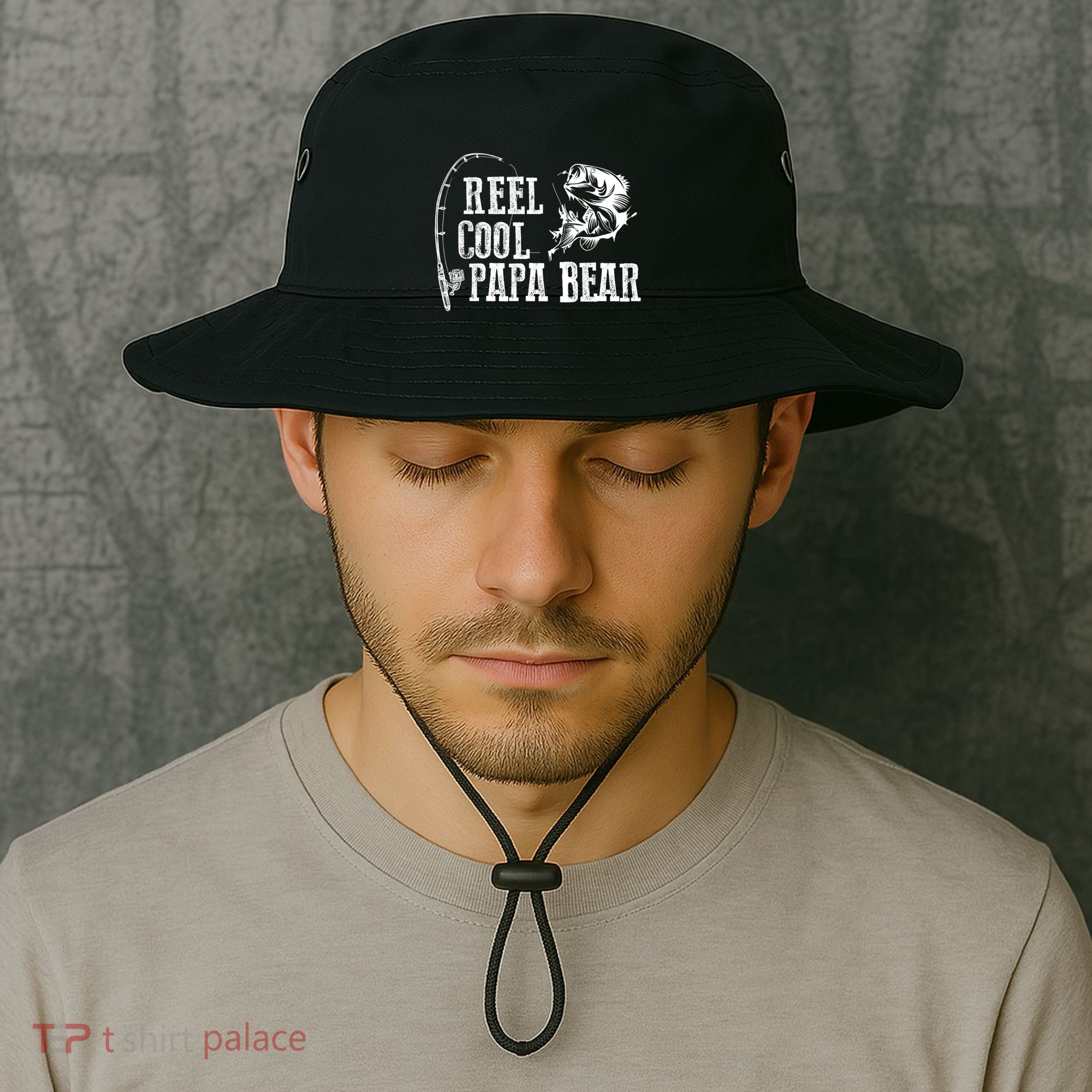 Papa Bear Fishing: Reel Cool Papa Bear Funny Gift Bucket Hat