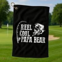 Papa Bear Fishing: Reel Cool Papa Bear Funny Gift Golf Towel thumb 1