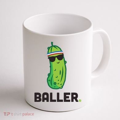Pickle Baller Funny Pickleball Coffee Mug back