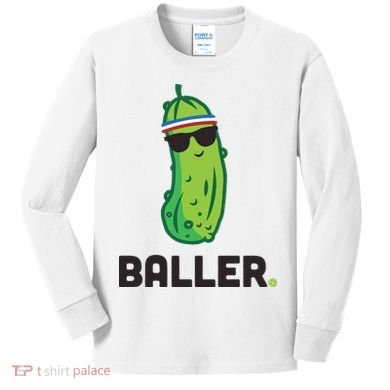 Pickle Baller Funny Pickleball Kids Long Sleeve Shirt