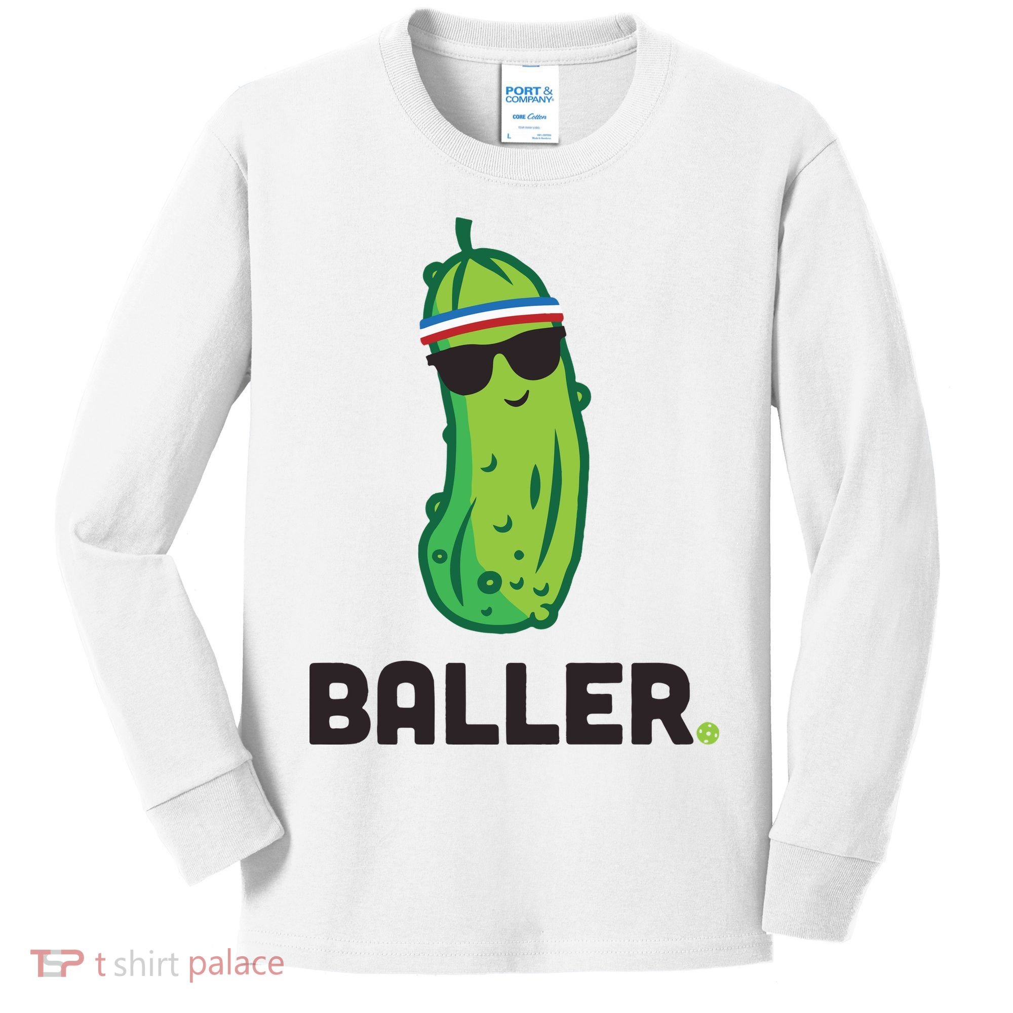 Pickle Baller Funny Pickleball Kids Long Sleeve Shirt