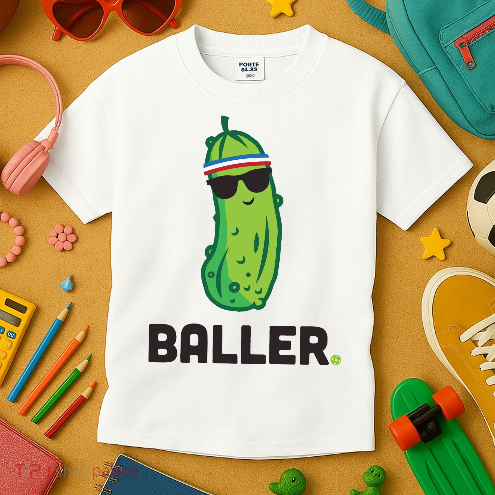 Pickle Baller Funny Pickleball Kids T-Shirt