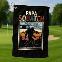 Papa Bigfoot Funny Sasquatch Bigfoot Fathers Day Golf Towel thumb 1