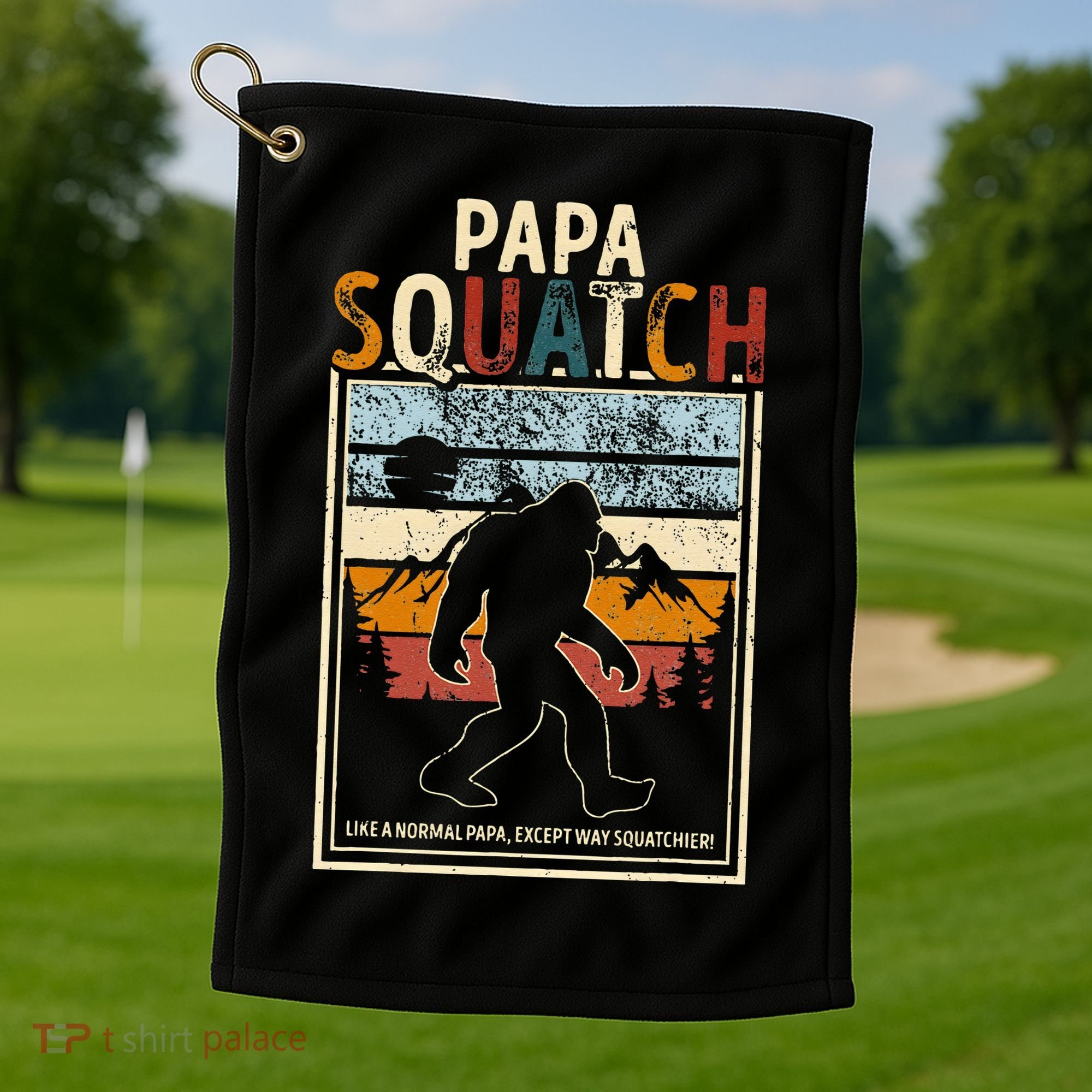 Papa Bigfoot Funny Sasquatch Bigfoot Fathers Day Golf Towel