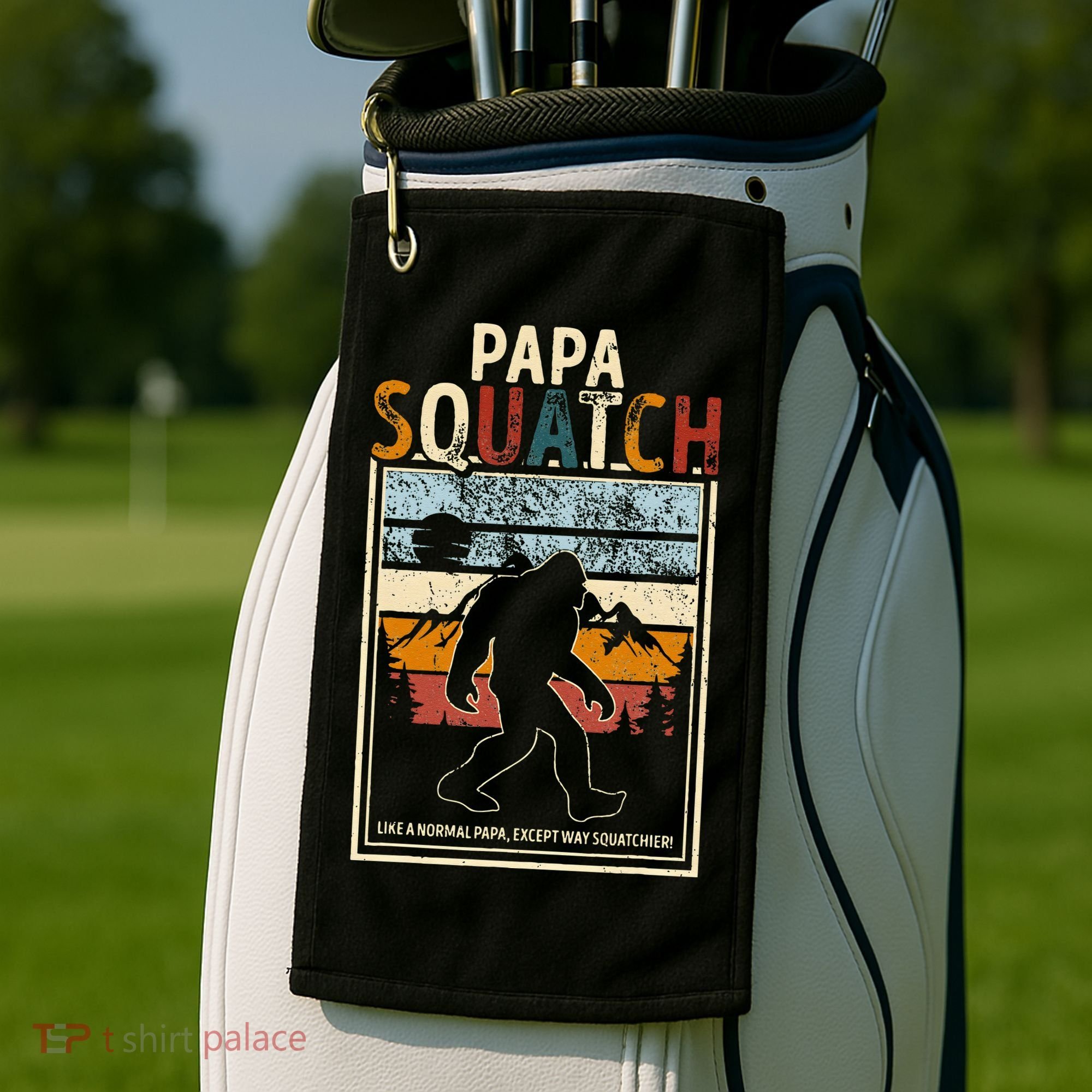 Papa Bigfoot Funny Sasquatch Bigfoot Fathers Day Golf Towel
