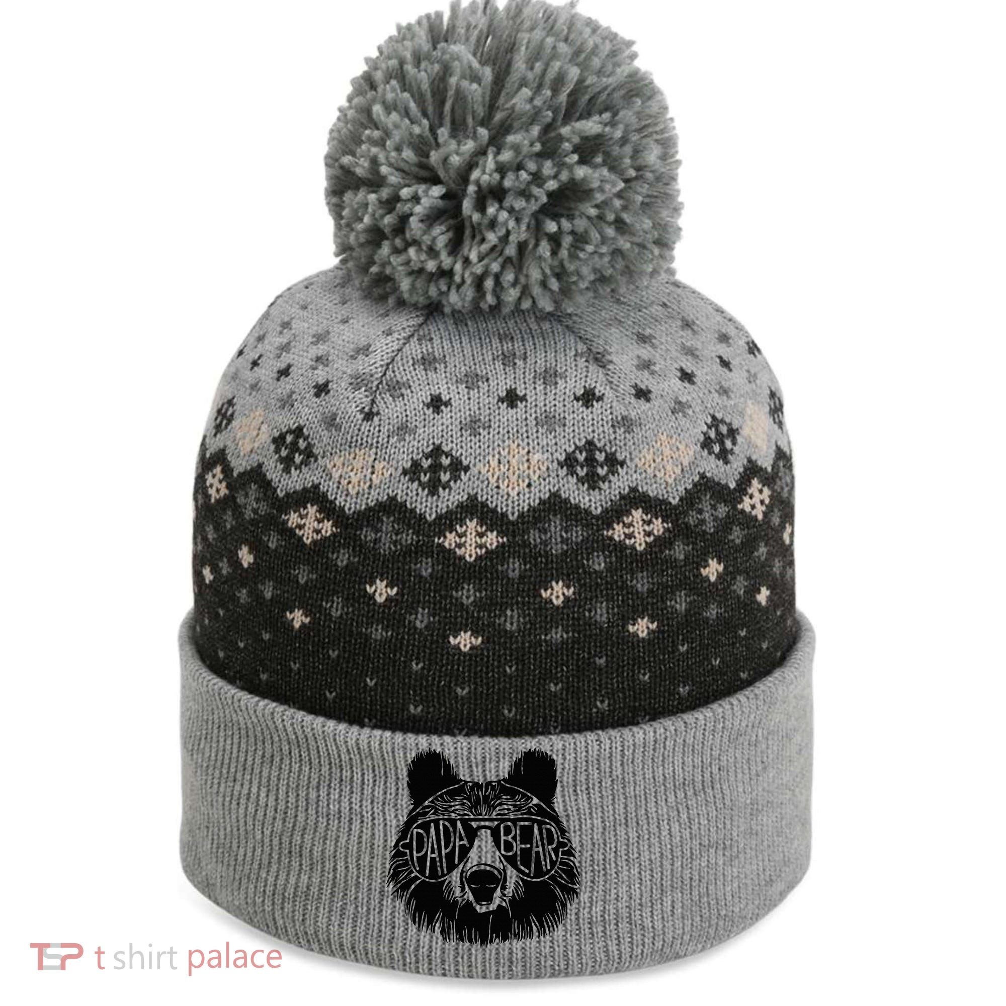 Papa Bear Face Sunglasses Papa Bear Lover FatherS Day The Baniff Cuffed Pom Beanie