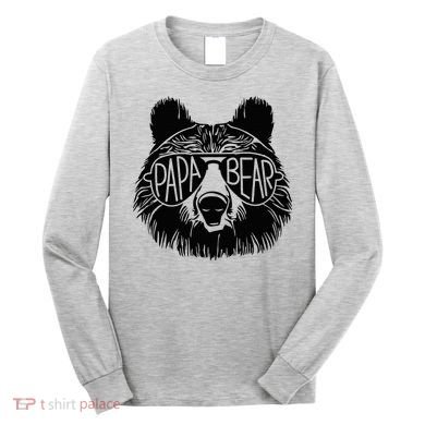 Papa Bear Face Sunglasses Papa Bear Lover FatherS Day Long Sleeve Shirt