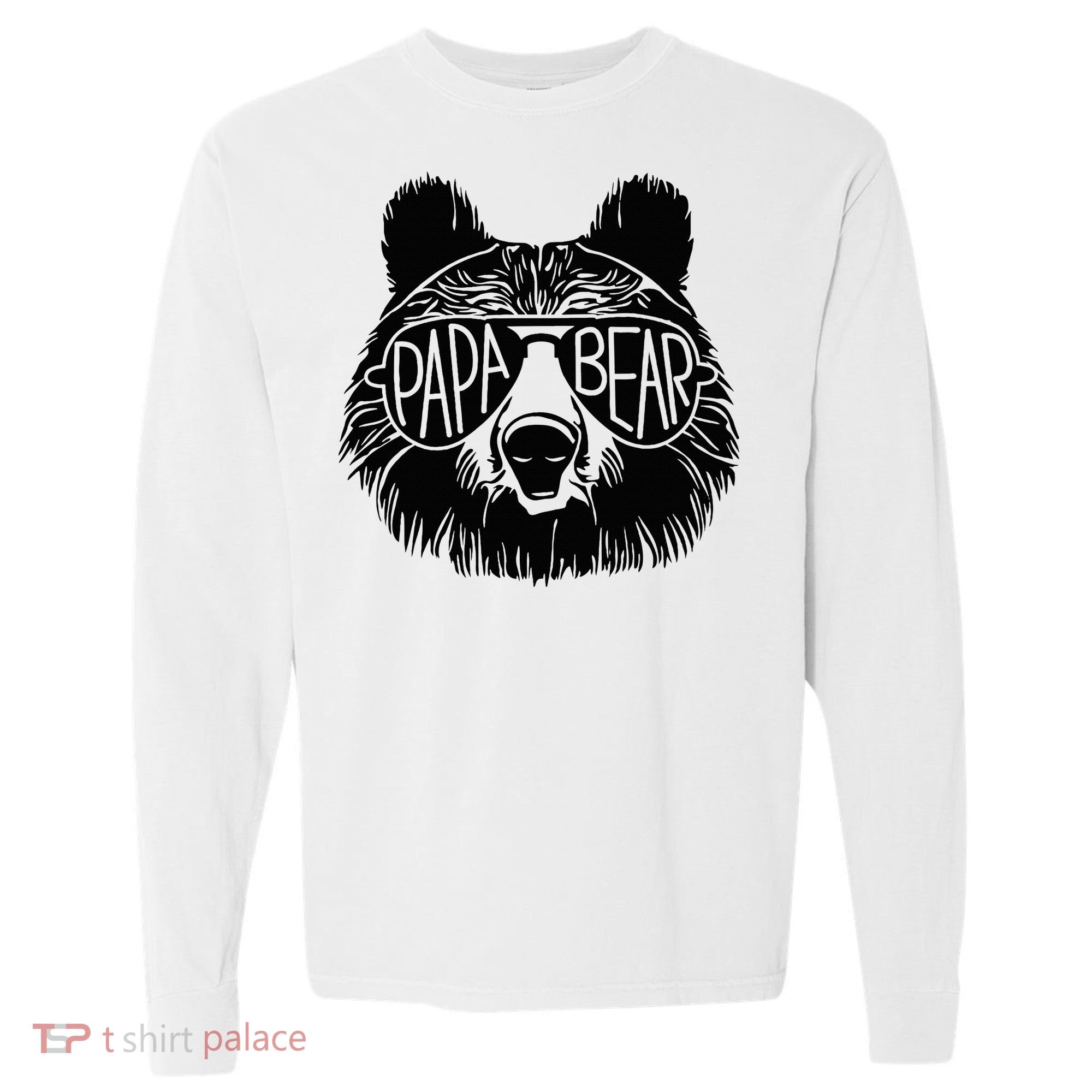 Papa Bear Face Sunglasses Papa Bear Lover FatherS Day Comfort Colors Heavyweight Long Sleeve T-Shirt