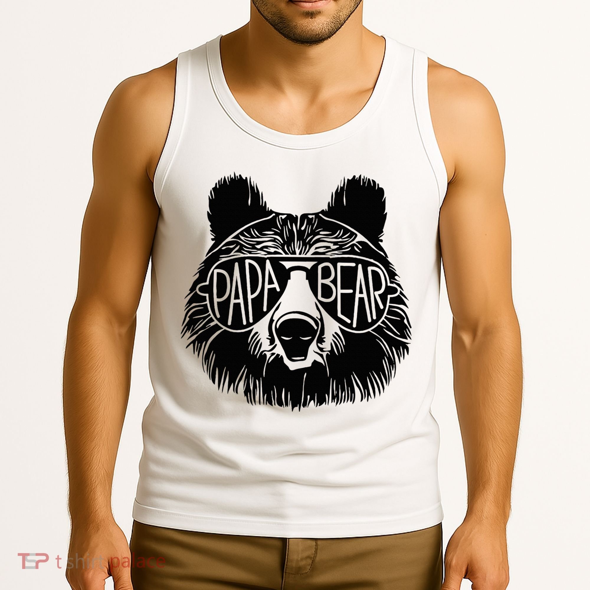 Papa Bear Face Sunglasses Papa Bear Lover FatherS Day Tank Top
