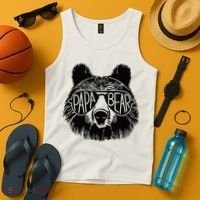 Papa Bear Face Sunglasses Papa Bear Lover FatherS Day Tank Top thumb 4