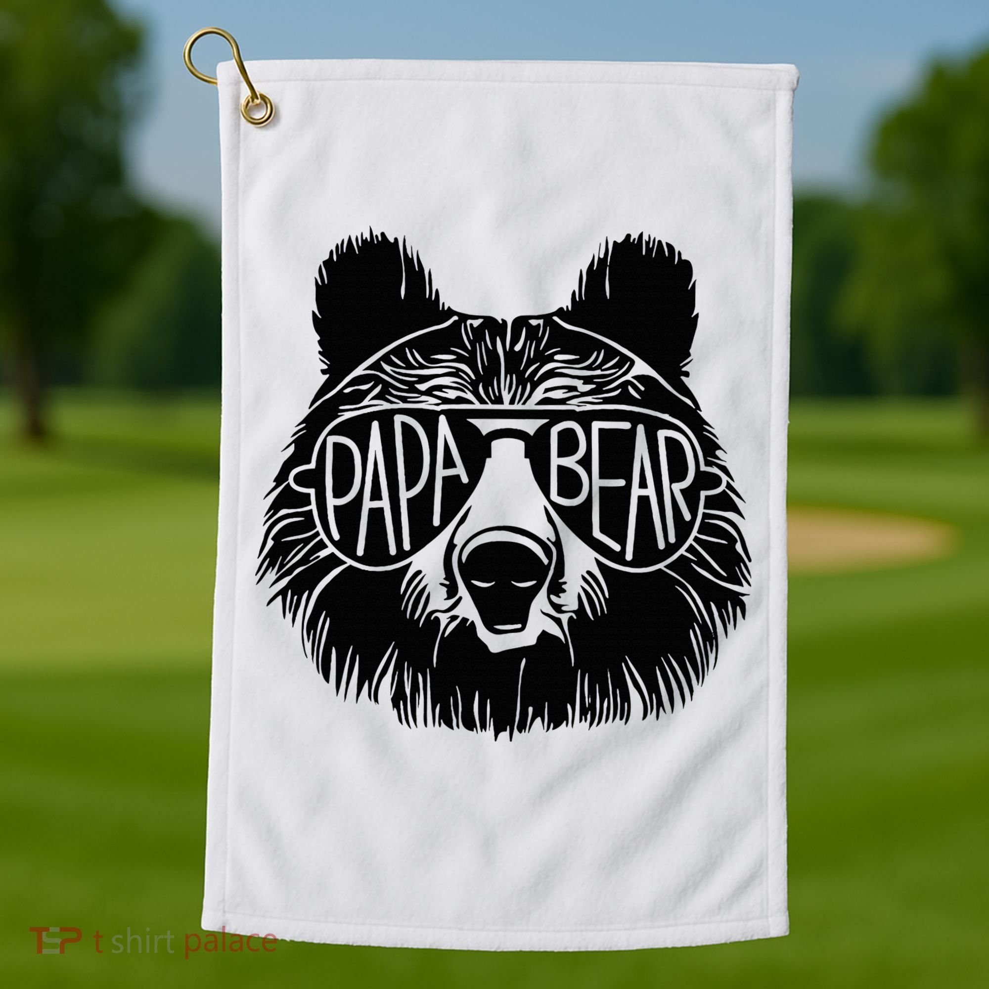 Papa Bear Face Sunglasses Papa Bear Lover FatherS Day Golf Towel