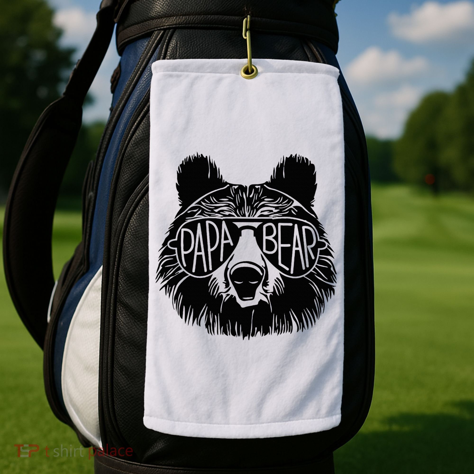Papa Bear Face Sunglasses Papa Bear Lover FatherS Day Golf Towel